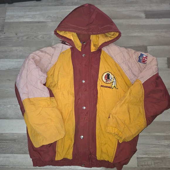 NFL Other - Vtg Starter Washington Redskins Hooded Puffer Jacket Burgundy Gold 90s XL